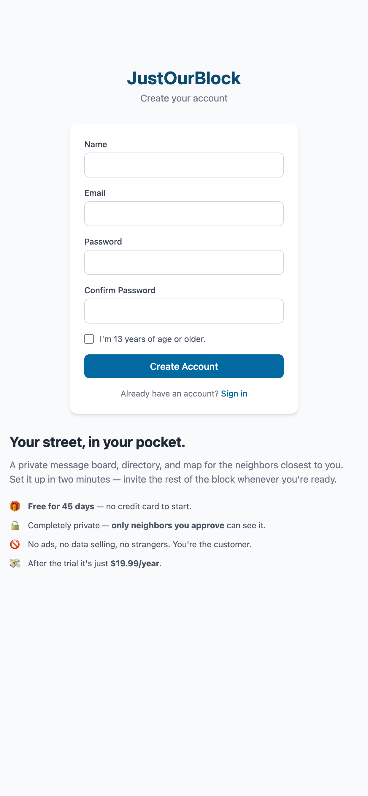 Create Your Account